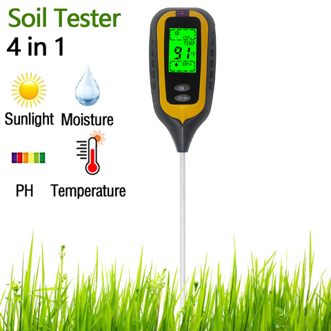 Affichage LCD 4 In1 plante fleurs sol enquête Instrument PH mètre température humidité lumière du soleil testeur pour l'agriculture 20% OFF ► Photo 1/6