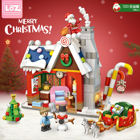 Loz 1223 diamant Mini rue blocs de construction noël maison arbre père noël fille amis ville briques jouets enfants cadeau de noël ► Photo 1/6