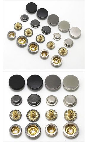 Boutons-pression bouton en laiton, 4 pièces, 15mm, 100 pièces, attaches à pression robustes, pistolet en argent, vente en gros, 501 # ► Photo 1/3