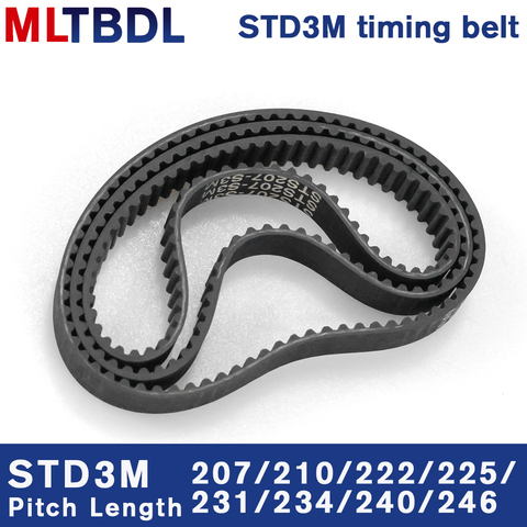 Ceinture de synchronisation STD 3M, 207/210/222/225/231/234/240/246mm, 6/9/10/15mm de large, boucle en caoutchouc, lancement synchrone, 3mm ► Photo 1/6