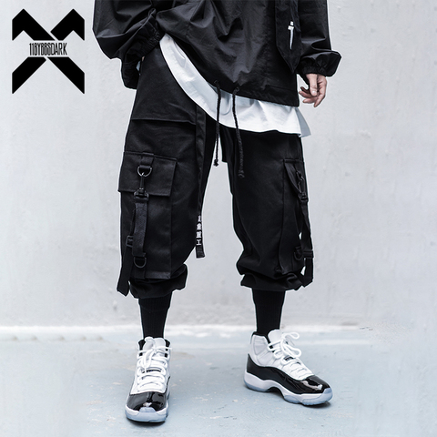 11 BYBB'S pantalons Cargo foncé hommes Hip Hop tactiques Joggers pantalon taille élastique ruban mode Harajuku Streetwear pantalon homme WX001 ► Photo 1/6