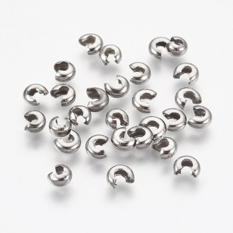 Couvercle de perles en acier inoxydable, à sertir, ouvert, bouchons de perles pour la fabrication de bijoux, bricolage, 200 pièces, 4.5mm, 2mm ► Photo 1/6