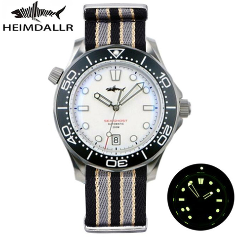 Heimdallr – montre de plongée en titane 007 Sea Ghost NTTD pour hommes, 20atm NH35A, mouvement automatique C3, cadran lumineux bleu noir blanc ► Photo 1/6