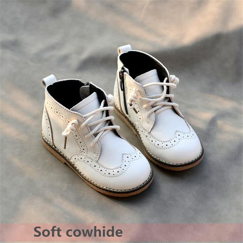 Bottines en cuir véritable pour enfants, chaussures décontractées en coton pour garçons et filles, nouvelle collection automne hiver 2022 ► Photo 1/1