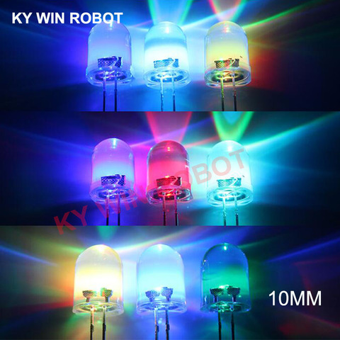 Diode électroluminescente multicolore F10, 10 pièces/lot, Flash RGB rapide/lent, rouge, vert, bleu, arc-en-ciel, ronde, LED, Kit de bricolage ► Photo 1/3