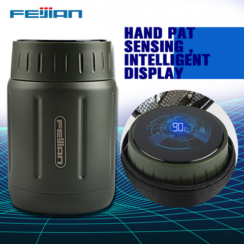 FEIJIAN 750ML Intelligent affichage de la température alimentaire Thermos 316 en acier inoxydable pot de nourriture Portable boîte à déjeuner avec sac de rangement ► Photo 1/6