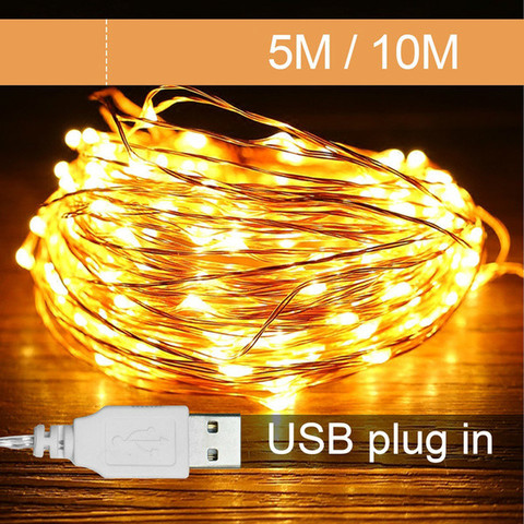 Guirlande lumineuse LED USB pour fête de noël, fil de cuivre, bande lumineuse féerique, étanche, 50 100LED, pour mariage, vacances, décoration de la maison, nouvelle collection ► Photo 1/6