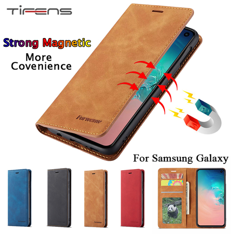 Coque de téléphone portable en cuir, étui à rabat pour Samsung S21 S9 S8 S10 S20 FE Ultra Note10 Plus S7 Edge A51 A71 A21 A31 A42 A50 A70 A40 A30 A20 A10 ► Photo 1/6