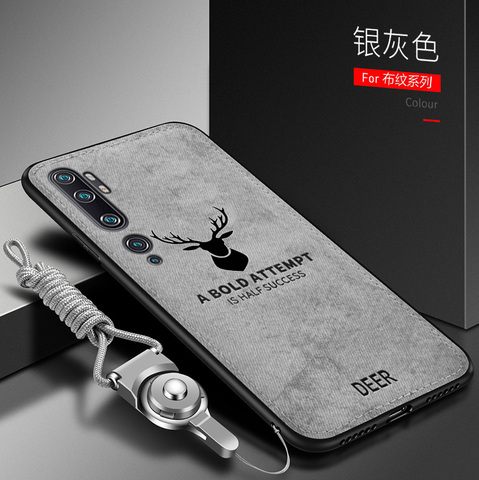 Pour Xiaomi Mi Note 10 Pro étui de luxe en Silicone souple + tissu dur cerf chat housse de protection arrière pour Xiaomi mi CC9 Pro cc9pro ► Photo 1/6