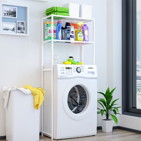 Étagère de rangement à 2 niveaux pour la salle de bain, pour Machine à laver, étagère de rangement au sol, pour les toilettes, organisateur, permettant de gagner de l'espace ► Photo 1/6