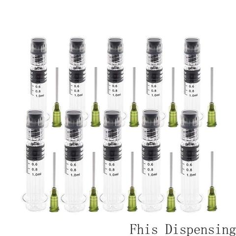 Seringue Luer Lock en verre Borosilicate, Tube résistant à la chaleur, capacité de 1ml, réutilisable, pour laboratoire, avec aiguilles de 14G ► Photo 1/6