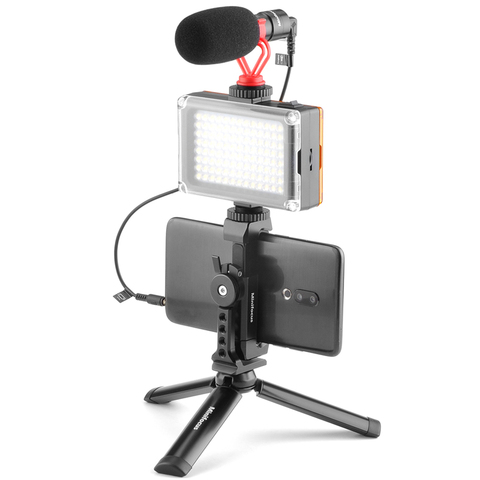 Smartphone Vidéo Kits avec Micro Canon Lumière Led Vlog Plate-Forme Trépied Chaussure Froide Monture Pour YouTube Téléphone Portable Vloguer Kit ► Photo 1/6