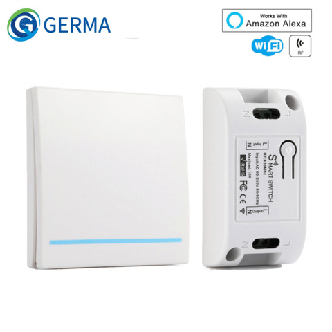 GERMA RF Wifi commutateur RF 433MHz 10A/2200W commutateur sans fil 86 Type interrupteur marche/arrêt panneau 433MHz RF WiFi télécommande émetteur ► Photo 1/6