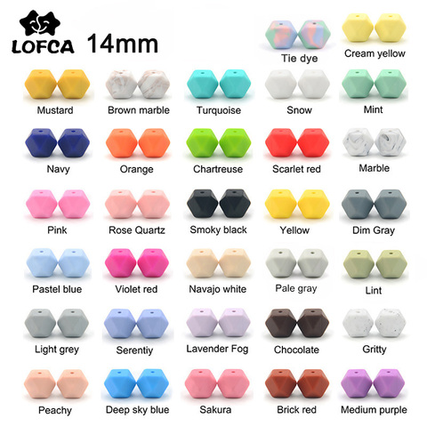 LOFCA 10 pièces perles en Silicone de qualité alimentaire 14mm hexagone collier de dentition perles de dentition en Silicone pour bébé anneau de dentition perles BPA ► Photo 1/6