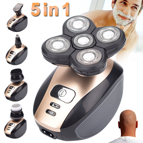 5 en 1 4D Rechargeable rasoir électrique cinq têtes flottantes rasoirs tondeuse à cheveux nez oreille tondeuse hommes brosse de nettoyage du visage ► Photo 1/6