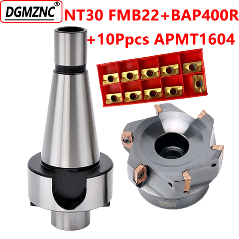 Porte-outils NT30 FMB22 7:24 + BAP400R + 10 inserts en carbure APMT1604 pour tour à tête ► Photo 1/6