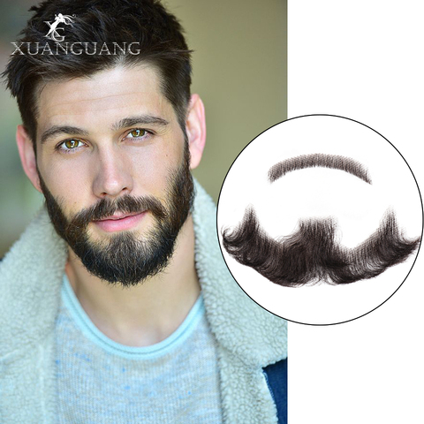 Dentelle fausse barbe courte invisible hommes vrais cheveux indispensable fausse moustache moustache mâle poils du visage XG ► Photo 1/6