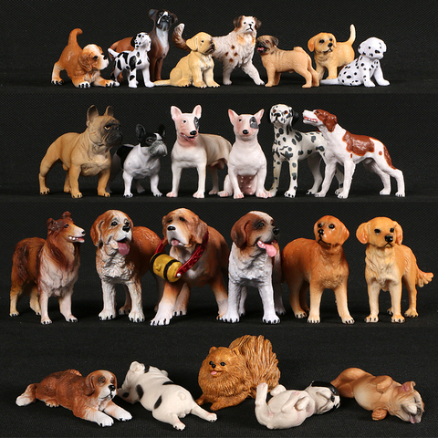 Figurine en chien, boxeur français, Bulldog, Golden Retriever, modèle d'animal familier, figurines d'action en PVC pour décoration de maison, jouets éducatifs pour enfants ► Photo 1/6