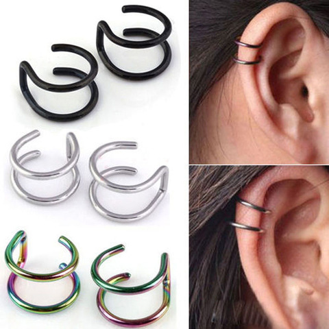 2 pièces/ensemble Punk Simple oreille pince manchette boucles d'oreilles pour les femmes mode bijoux Clip-on boucles d'oreilles Non piercing oreille manchette Eardrop ► Photo 1/6