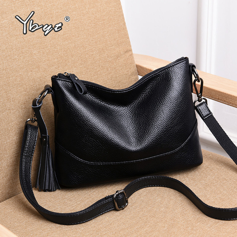 YBYT gland femmes sacs à main de créateur de haute qualité souple en cuir PU sac fourre-tout vintage décontracté noir femme épaule sac à bandoulière ► Photo 1/6