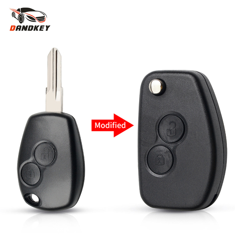 KEYYOU-coque de clé à 2 boutons de modification, télécommande Cae vierge, pour Renault Dacia Modus Duster, Clio, Espace Flip pliable, boîtier porte-clé ► Photo 1/6