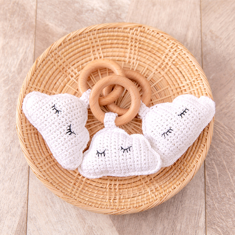 1pc bébé en bois hochet Crochet nuages salle de sport jouer pour enfant Mobile support de lit nouveau-né jouets éducatifs poussette bébé infantile berceau jouets ► Photo 1/6