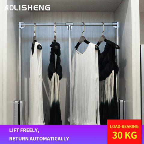 AOLSIHENG – barre coulissante de levage pour garde-robe, Tube en oxyde d'aluminium, tige de suspension de garde-robe avec largeur réglable ► Photo 1/6