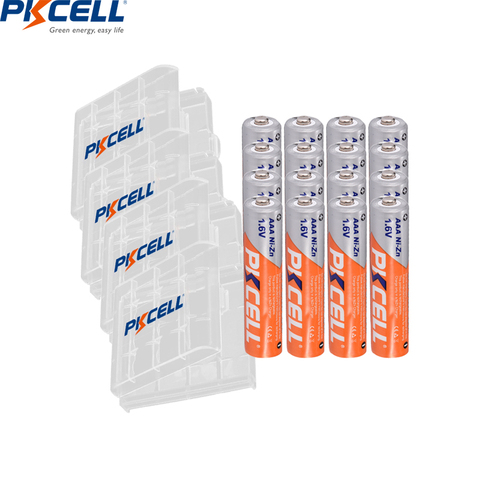 PKCELL – 16 pièces rechargeables AAA 900mWh ni-zn AAA 1.6V aaa avec 4 supports de boîte de piles ► Photo 1/6