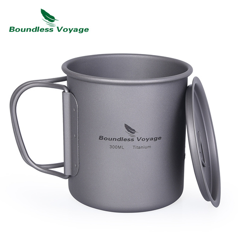 Voyage illimité titane Pot titane tasse tasse avec poignée pliante Camping extérieur randonnée pique-nique vaisselle 300 ml 600 ml 1250 ml ► Photo 1/6