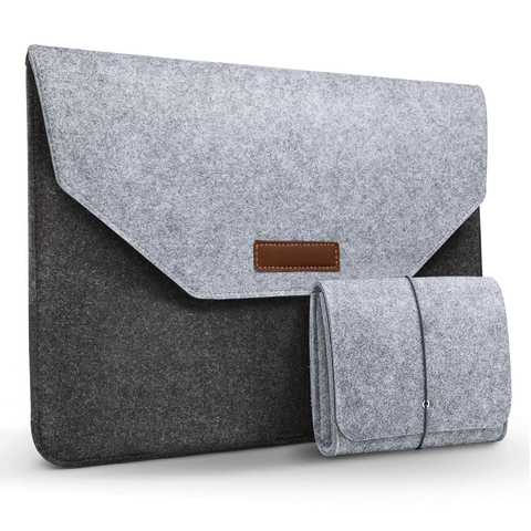 Housse pour ordinateur portable, sac en feutre de 13.3 à 15.6 pouces avec étui de rangement supplémentaire et tapis de souris pour MacBook Pro Dell 15.6 pouces ► Photo 1/6