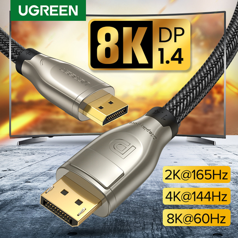 Ugreen DisplayPort 1.4 câble 8 K 4 K HDR 165Hz 60Hz adaptateur de Port d'affichage pour vidéo PC ordinateur portable TV DP 1.4 1.2 affichage vPort 1.2 câble ► Photo 1/6