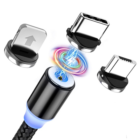 Câble magnétique USB Micro et Type C, cordon de chargement magnétique pour téléphone portable, Xiaomi et Samsung ► Photo 1/6