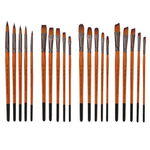 Ensemble de brosses à huile pour aquarelle, cheveux en Nylon, rouge Orange, fournitures Atr, 5 pièces/lot ► Photo 1/6