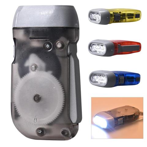 Portable en plein air EDC outil d'éclairage 3 LED main presse Dynamo manivelle lampe de poche Camping randonnée d'urgence survie générateur lampe torche ► Photo 1/6