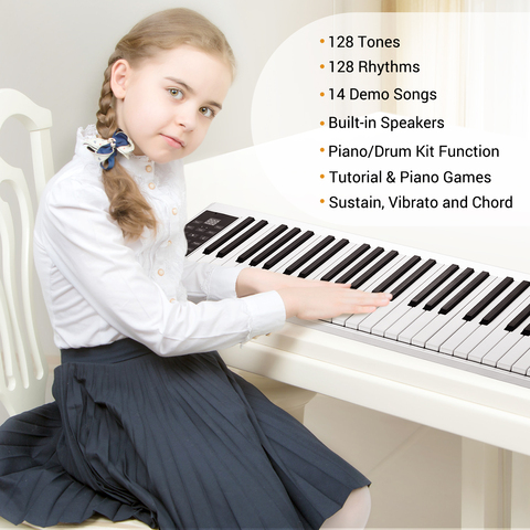 61 touches Piano clavier numérique électronique Piano clavier MIDI sortie 128 tons 128 rythmes 14 chansons de démonstration enregistrement lecture ► Photo 1/6