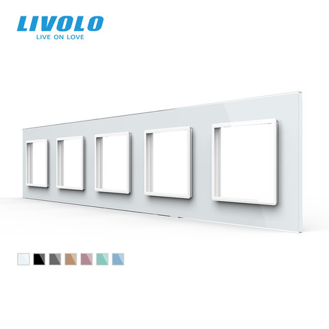 Livolo – panneau de luxe avec 5 emplacements en verre cristal, 80x364mm, pour prises murales, 7 couleurs, standard ue, C7-5SR-11 ► Photo 1/5