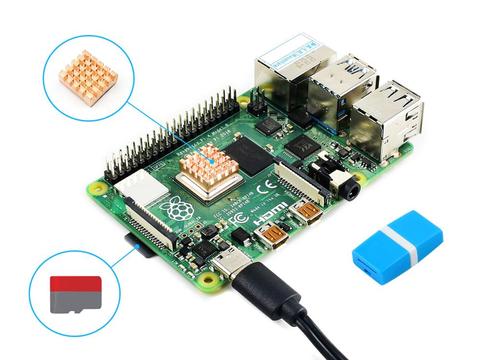 Kit de démarrage Raspberry Pi 4 modèle B, pièces essentielles, carte Micro SD, dissipateur de chaleur, alimentation ► Photo 1/3