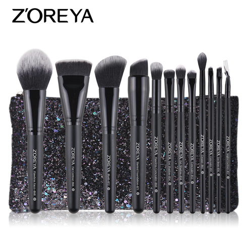 ZOREYA Maquillage Brosse Set 2/8/12 pièces Délicat Maquillage Pinceaux Fond De Teint Poudre Contour et Yeux Brosses 2022 Nouveau Modèle ► Photo 1/6