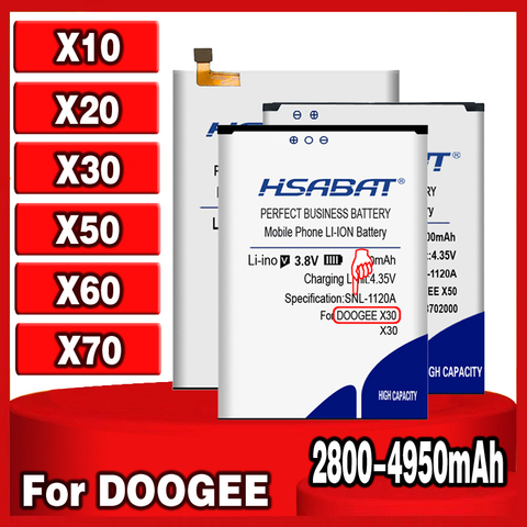 HSABAT – batterie BAT17582580 2800-4950mAh, BAT17613360 BAT17603360, pour DOOGEE X10 X20 X20L X30 X50 X60 X70 BAT18702000 BAT18724000 ► Photo 1/6