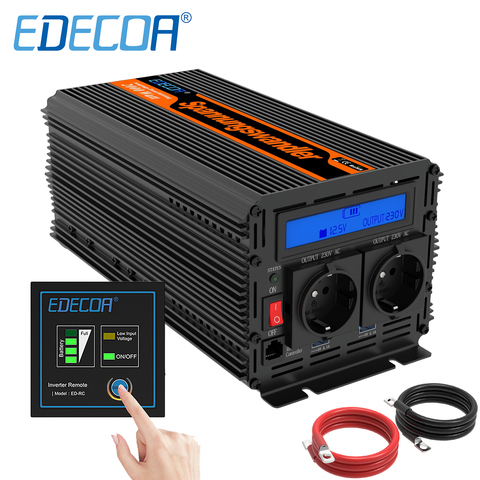 Edecoa – convertisseur d'onde sinusoïdale modifié 2000W, 12 220 cc à 220v 230v Ac, écran LCD, 2 KW, alimentation électrique, hors réseau électrique ► Photo 1/6