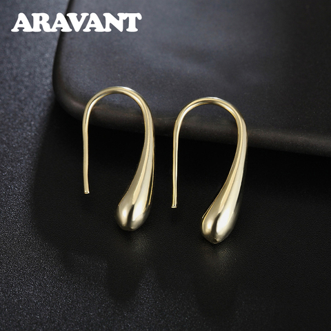 925 argent boucle d'oreille pour les femmes goutte d'eau or boucles d'oreilles mode mariage bijoux cadeaux 3 couleurs ► Photo 1/6