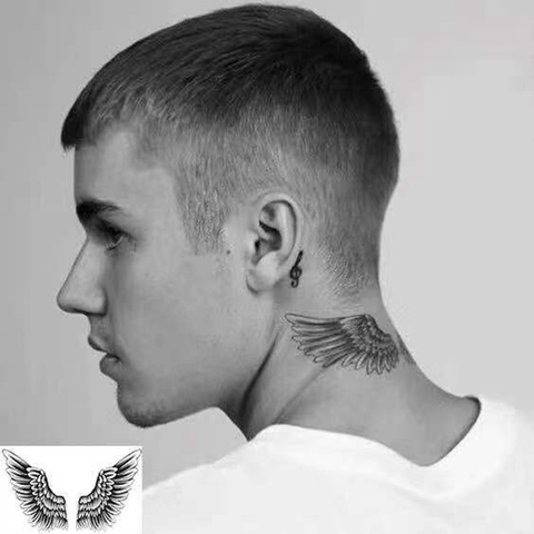 Autocollant de tatouage temporaire imperméable Bieber 'aile ange Flash Tatto Art corporel bras transfert d'eau faux Tatoo hommes ► Photo 1/3