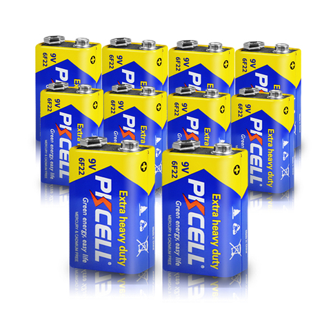 PKCELL – lot de 10 Batteries 9V 6F22, très résistantes, sèches, pour thermomètre électronique à infrarouge, microphones sans fil ► Photo 1/6