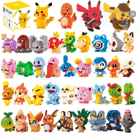 Petits blocs de construction Pokemon, objet en dessin animé, picachu, motif animal, modèle pour éducation, briques jouets graphiques, ► Photo 1/6