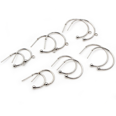 10 pièces 12 15 20 25mm 316 En Acier Inoxydable Boucle D'oreille Crochets Hoops Cercle Balle Stud Boucles D'oreilles Oreille Fils Connecteur DIY Résultats de Bijoux ► Photo 1/6