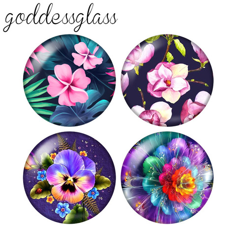 Motifs de fleurs de beauté mode 10 pièces mélangées 12mm/18mm/20mm/25mm/30mm rond photo verre cabochon démo dos plat faisant des résultats ► Photo 1/5