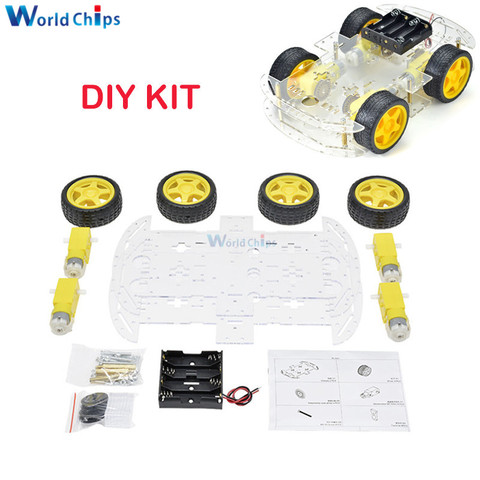 Kit de voiture intelligente 4WD Kits de châssis de voiture Robot intelligent voiture avec encodeur de vitesse et boîtier de batterie pour Kit de bricolage Arduino ► Photo 1/6