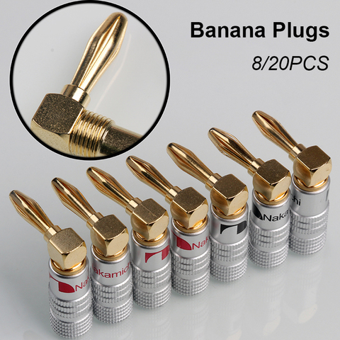 8/20 pièces Nakamichi Angle Droit fiches bananes Or Plaqué Musical Haut-Parleur Fil connecteur de câble 4mm Pour HiFi ► Photo 1/6