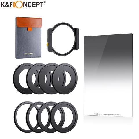 K & F Concept – filtre carré GND8, 100x150mm, multi-revêtement, densité neutre, avec un support de filtre, 8 adaptateurs d'anneau de filtre ► Photo 1/6