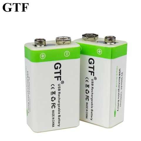 GTF – batterie lithium-ion carrée, 9V, 500mAh, Rechargeable par USB, pour jouet, télécommande, Microphone multimètre KTV ► Photo 1/6